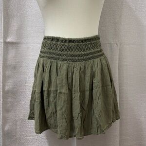 Y2k Abercrombie & Fitch Green Smocked Mini Skirt Size Small Boho,Preppy